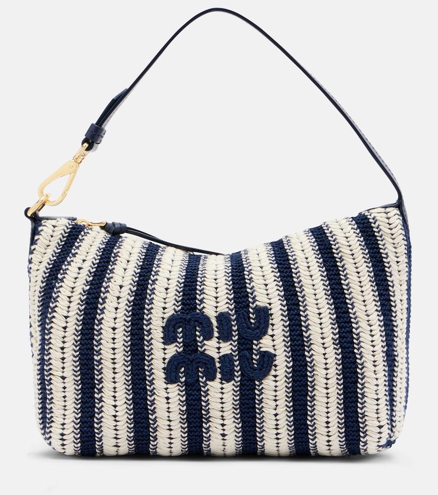 miu miu striped crochet top-handle bag