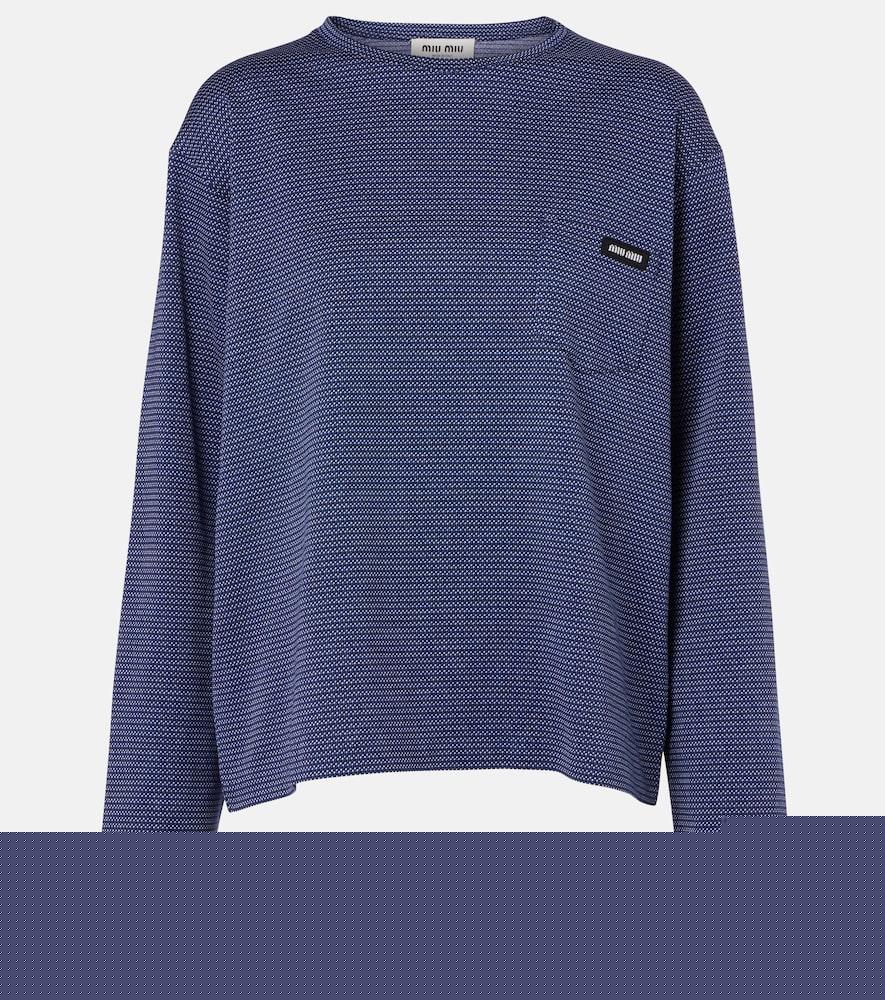 miu miu striped jacquard cotton jersey t-shirt