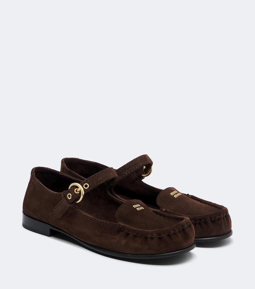 miu miu suede ballerina flats