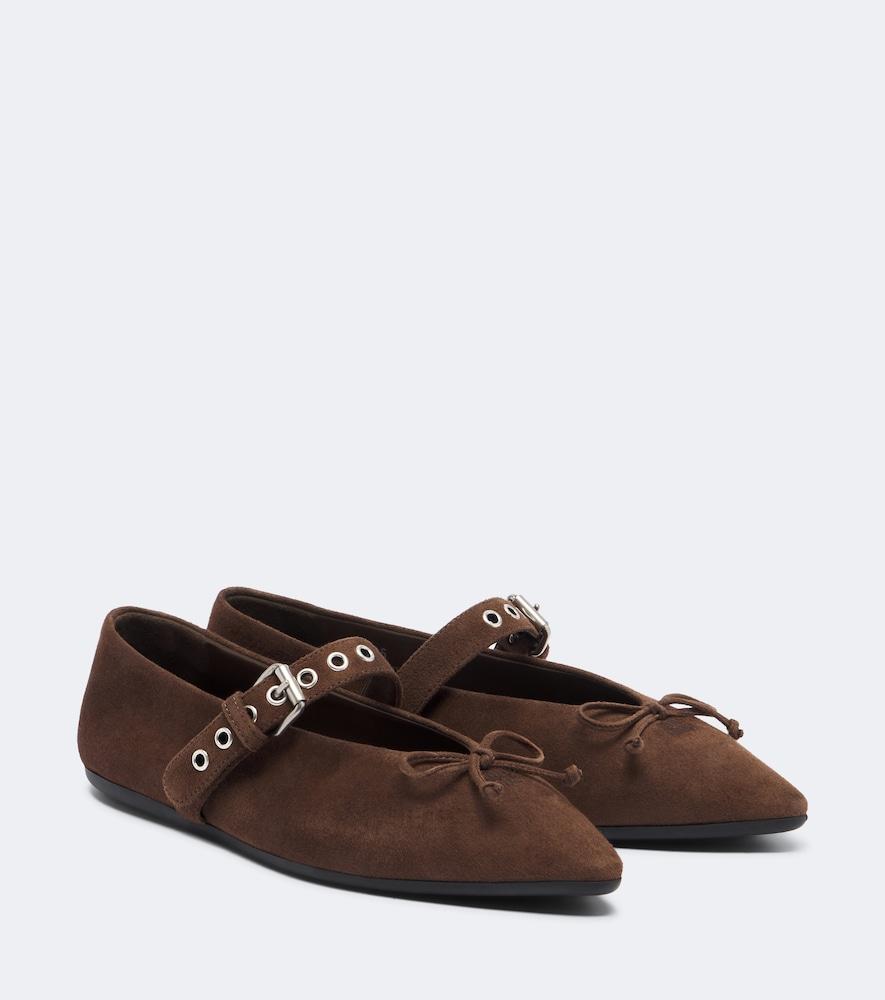 miu miu suede ballet flats
