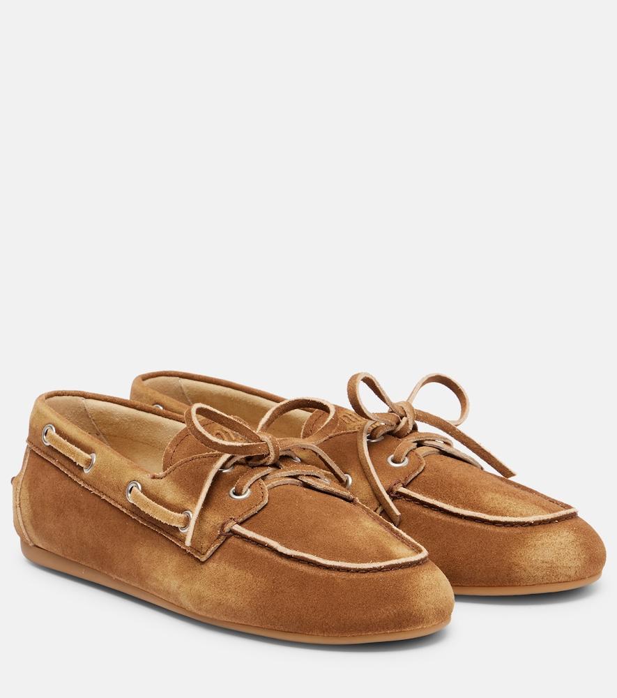 miu miu suede boat shoes