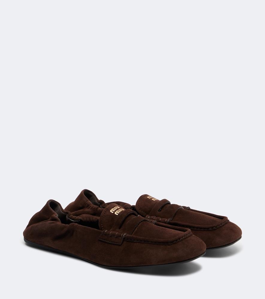 miu miu suede penny loafers
