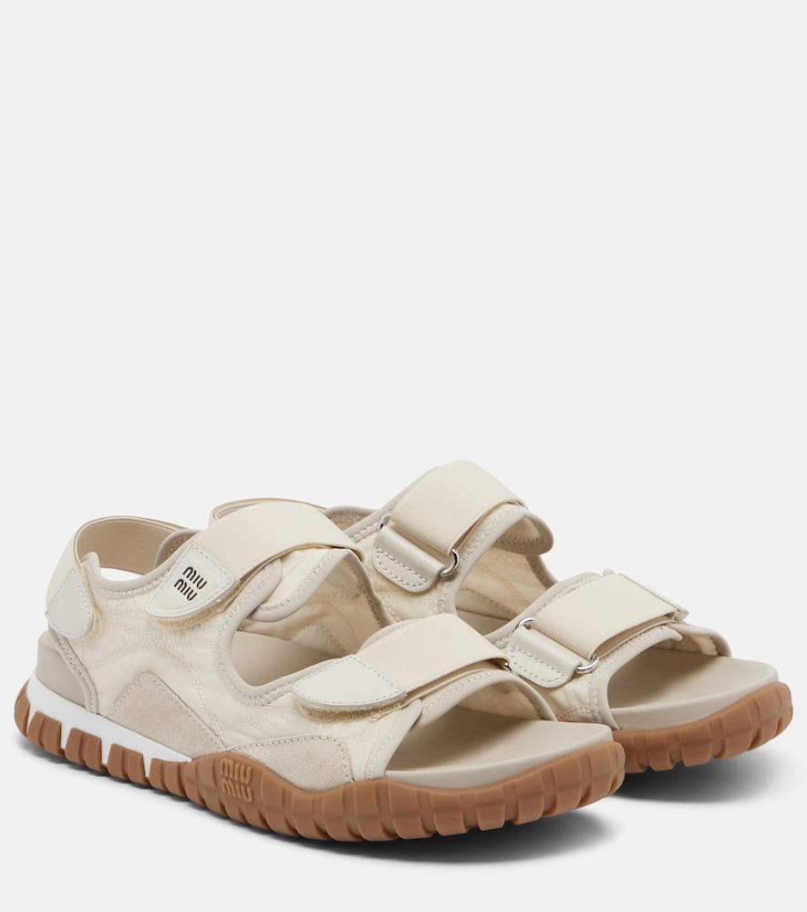 miu miu tyre leather-trimmed sandals