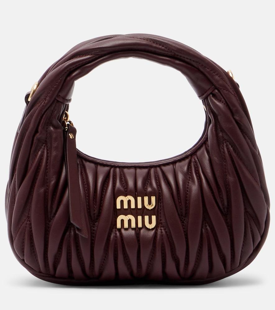 miu miu wander mini matelassé leather top-handle bag