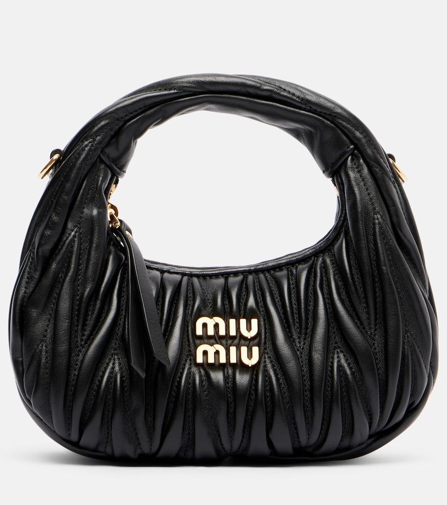 miu miu wander mini matelassé leather tote bag