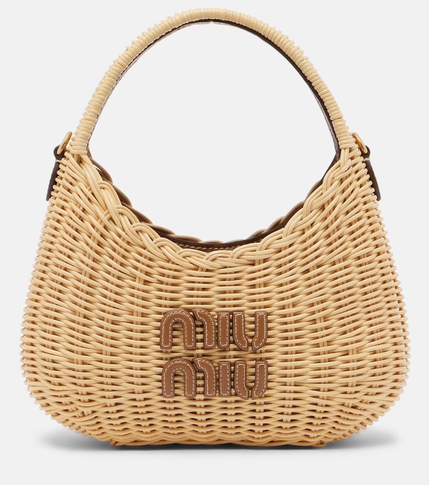 miu miu wander wicker top-handle bag