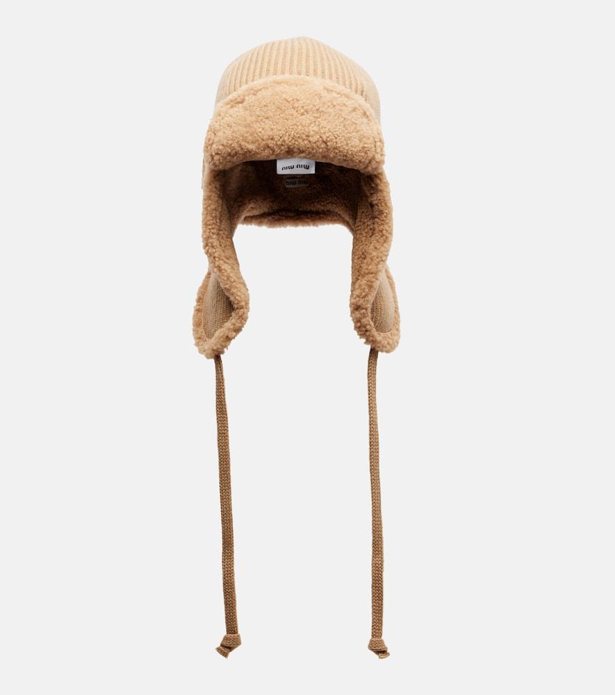 miu miu wool and cashmere aviator hat