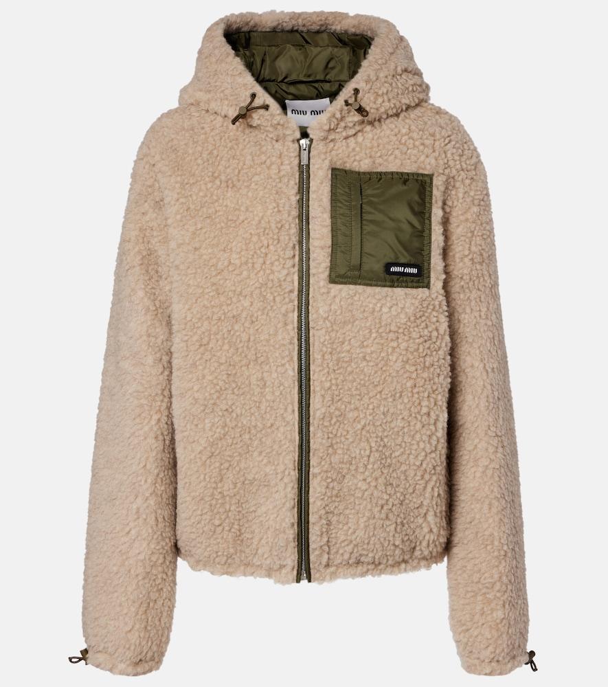 miu miu wool-blend teddy down jacket