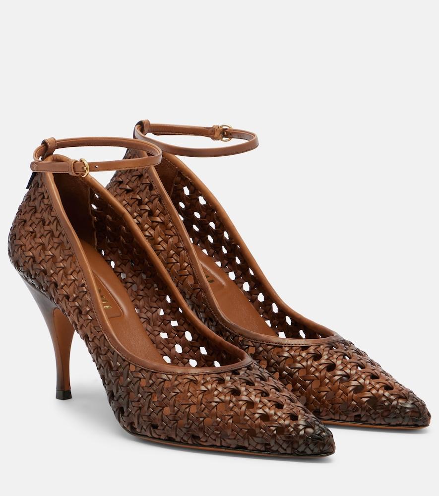 miu miu woven leather pumps