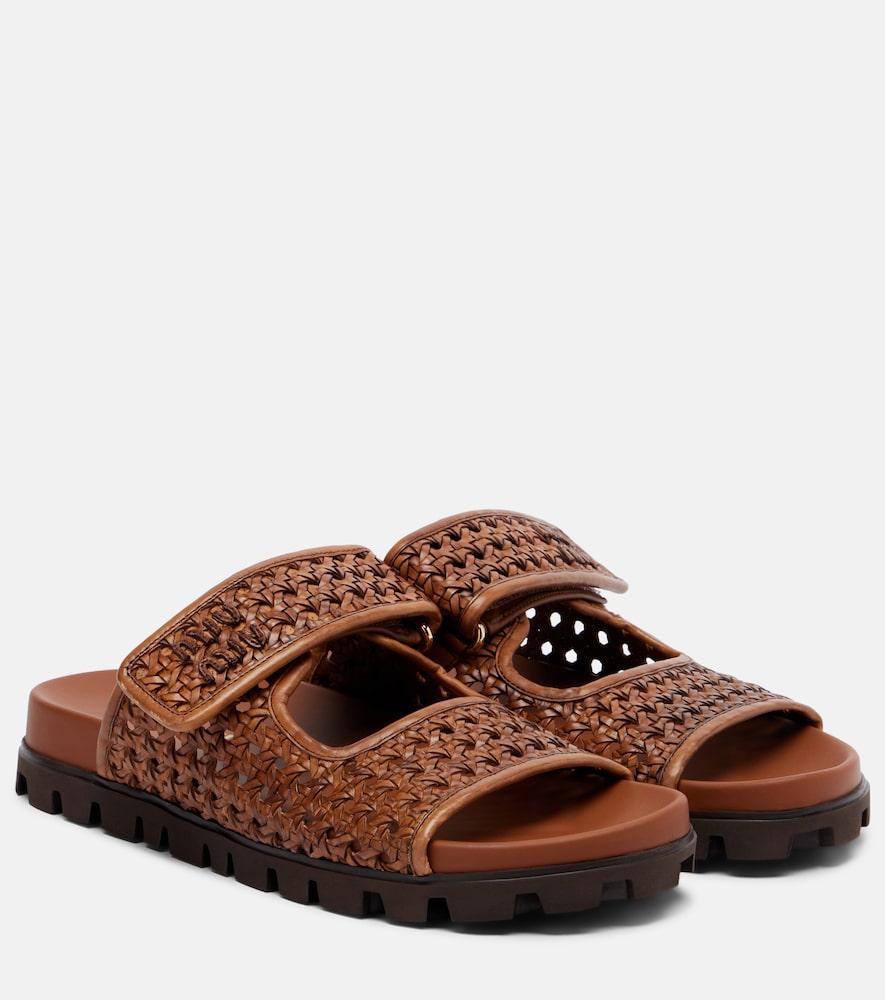 miu miu woven leather sandals