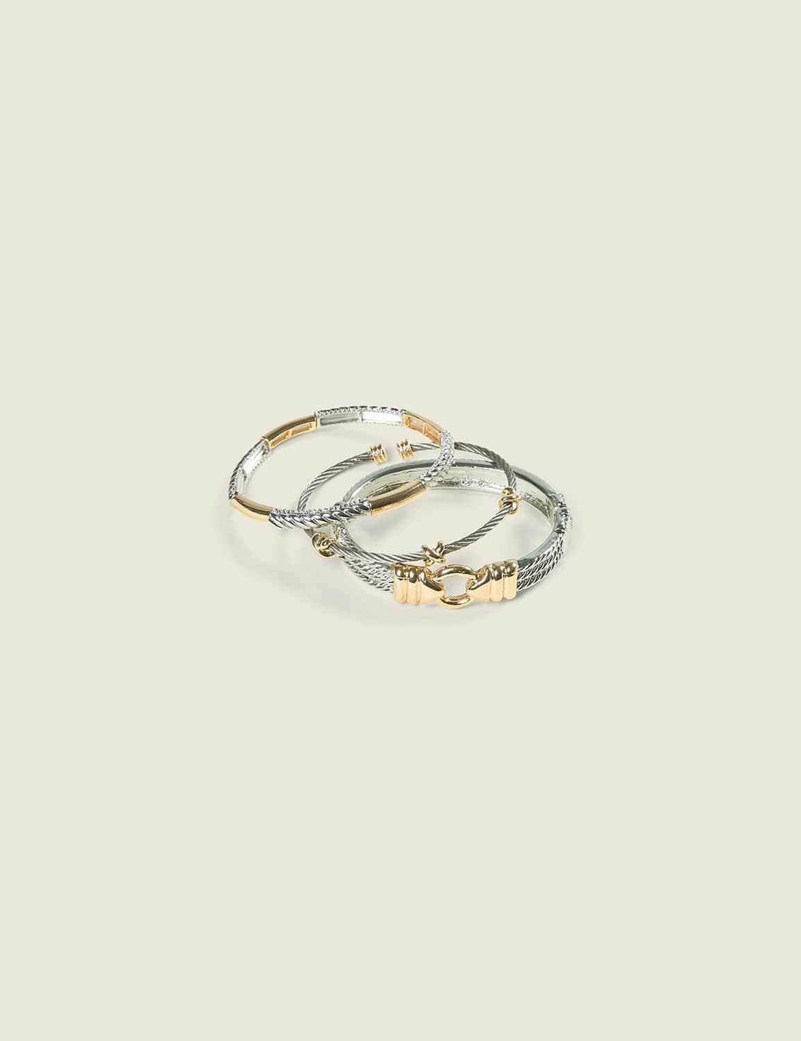 mixed metal bracelet stack 3 pack
