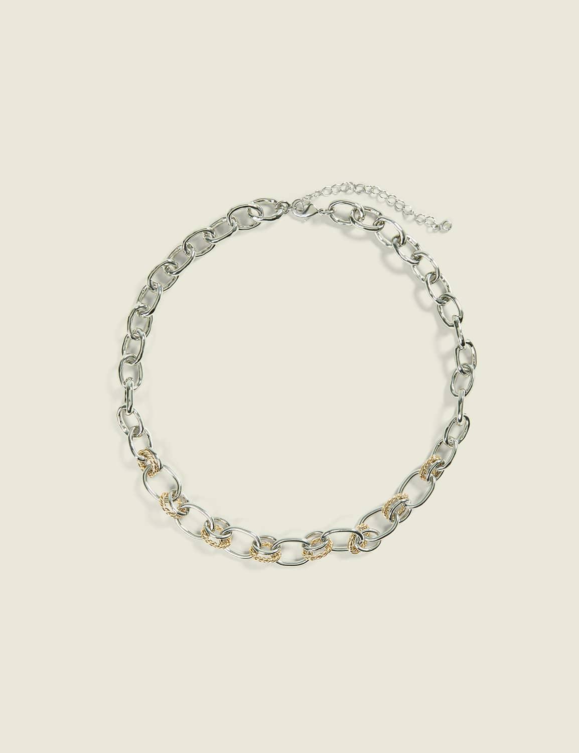 mixed metal cable link statement necklace