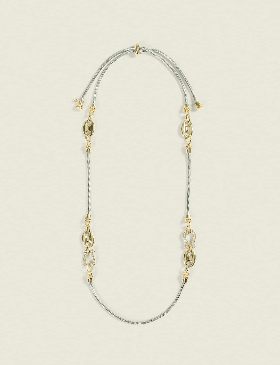 mixed metal cable-linked necklace