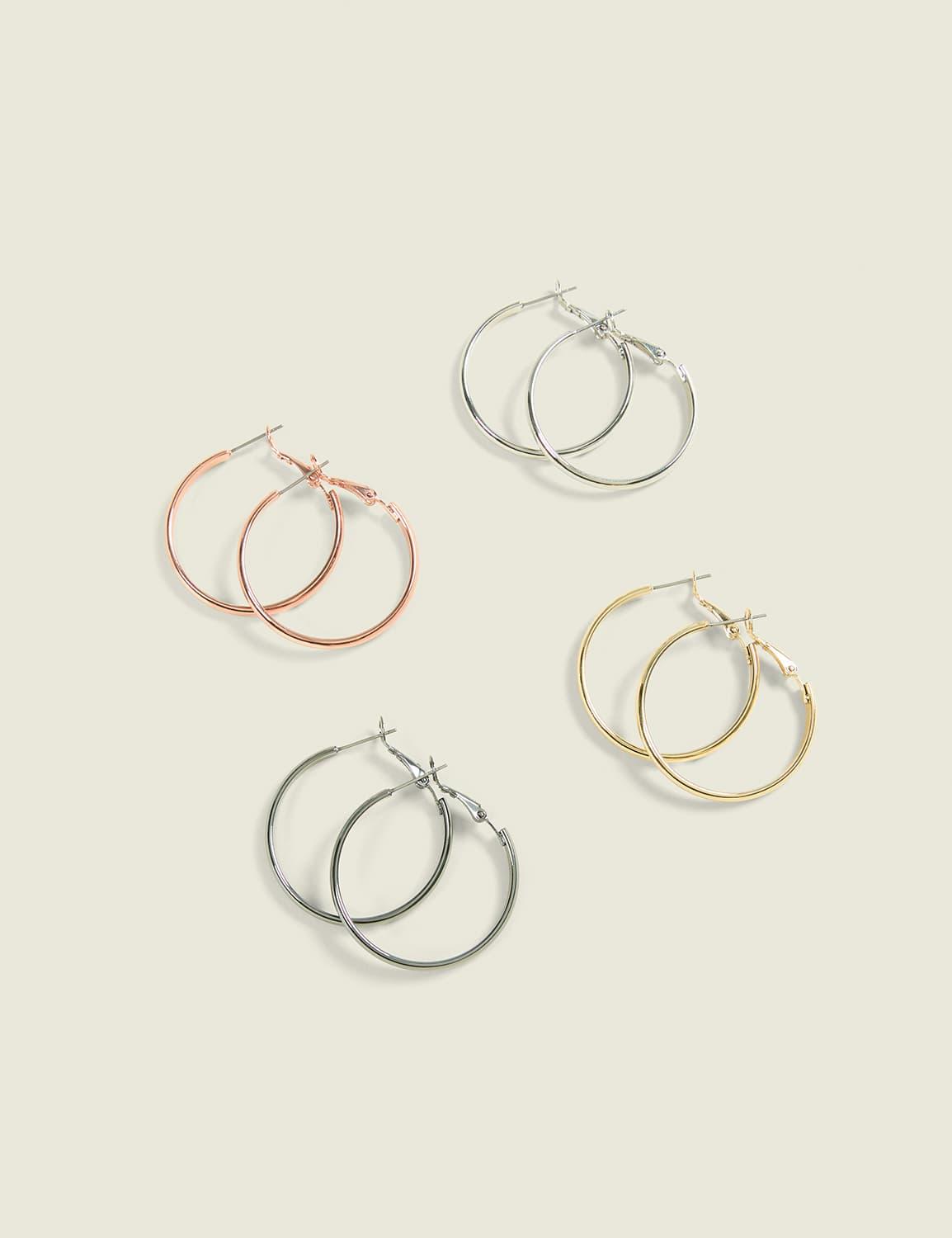 mixed metal circle hoop earring 4-pack
