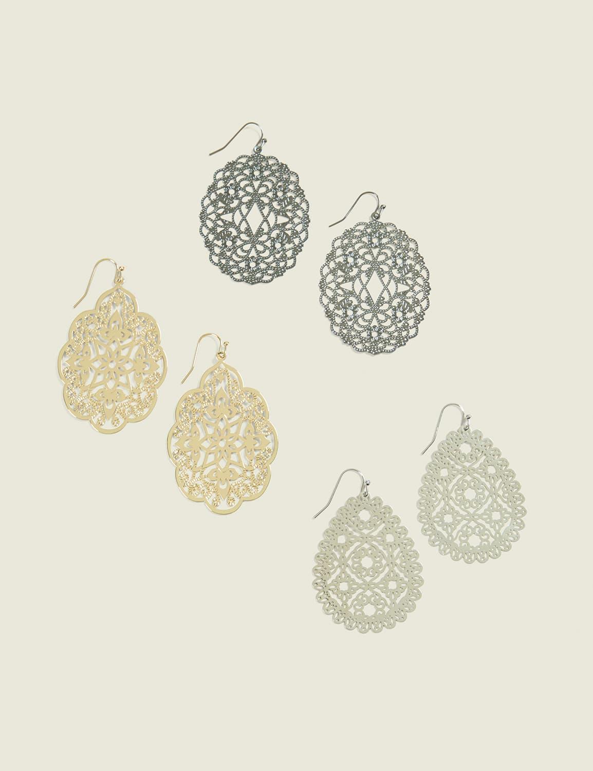 mixed metal filigree earring pack