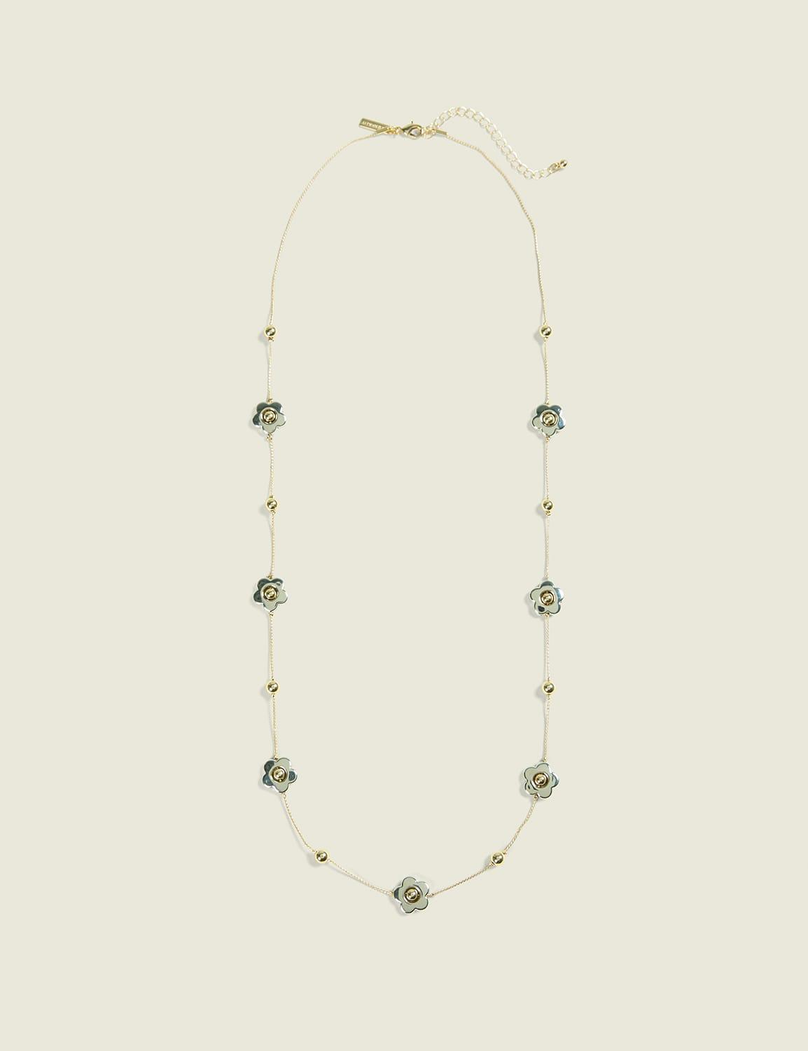 mixed metal floral station necklace