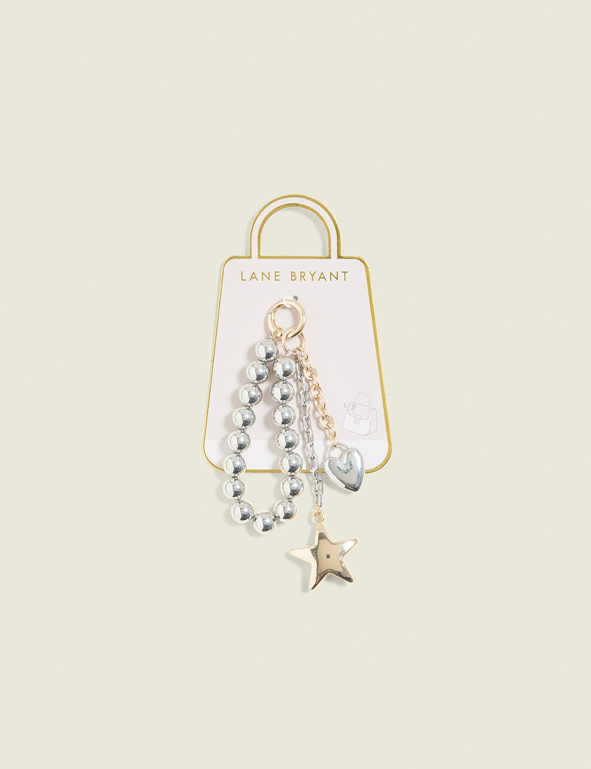 mixed metal heart & star bag charm
