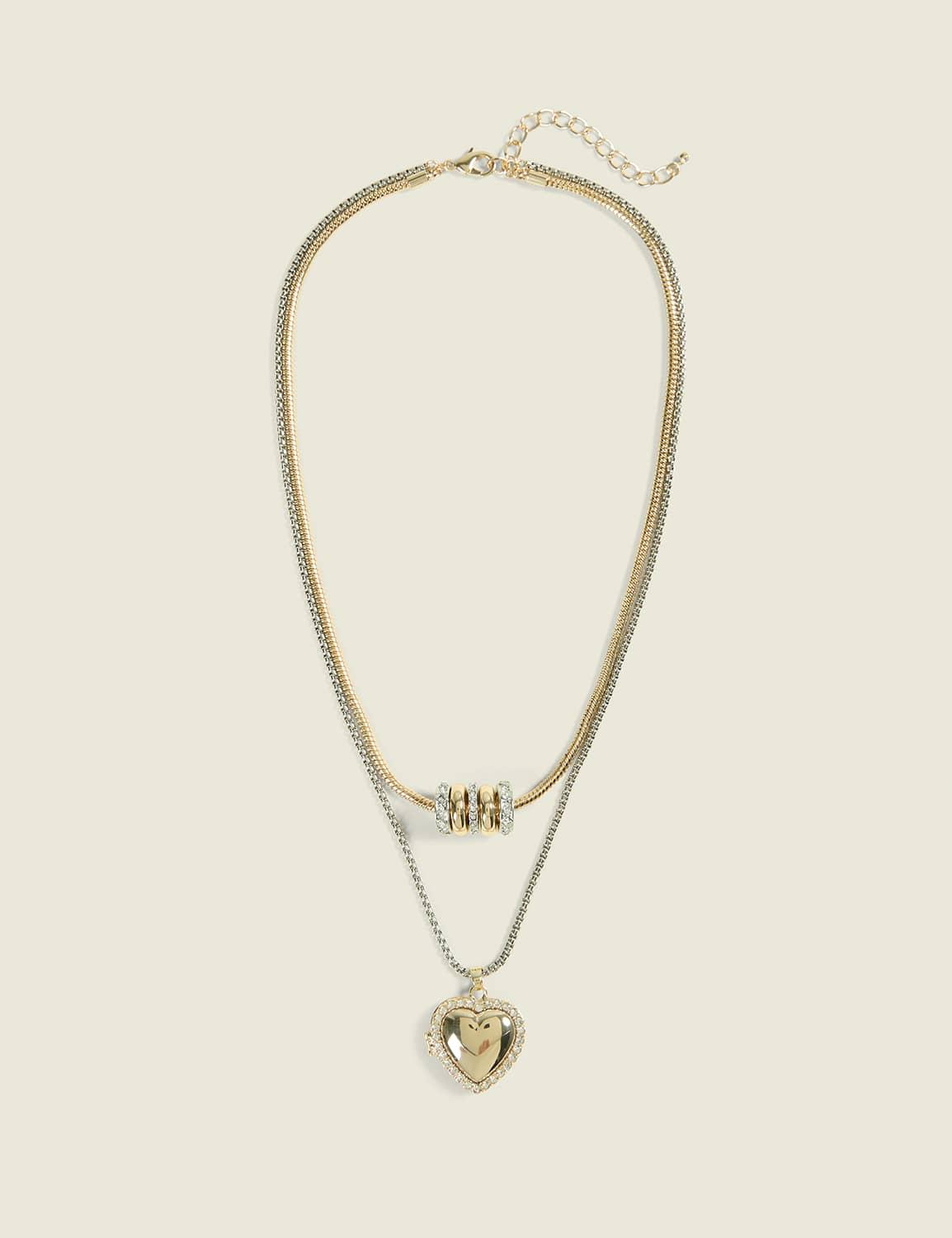 mixed metal heart pendant necklace