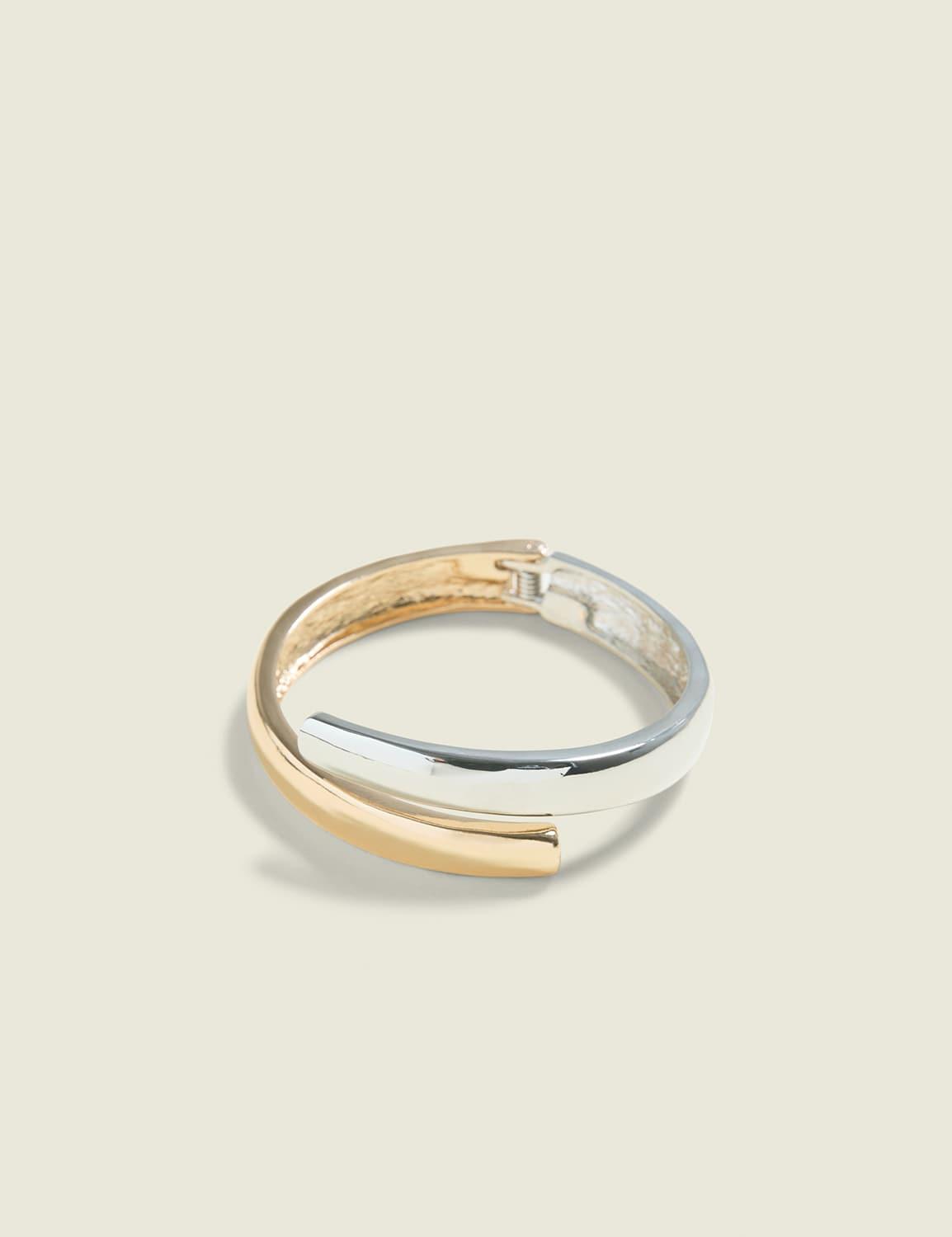mixed metal hinge cuff bracelet