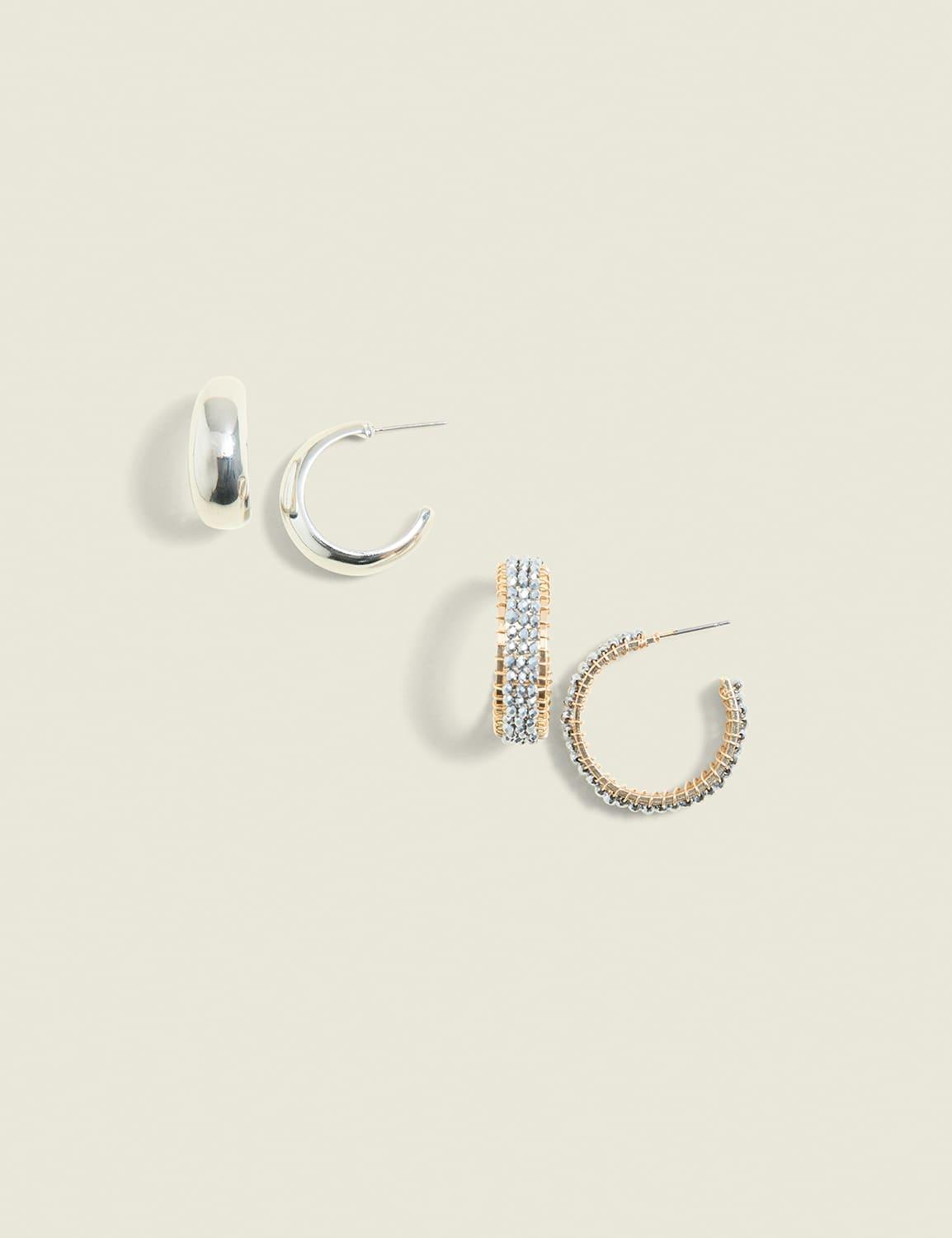 mixed metal hoop earring 2-pack