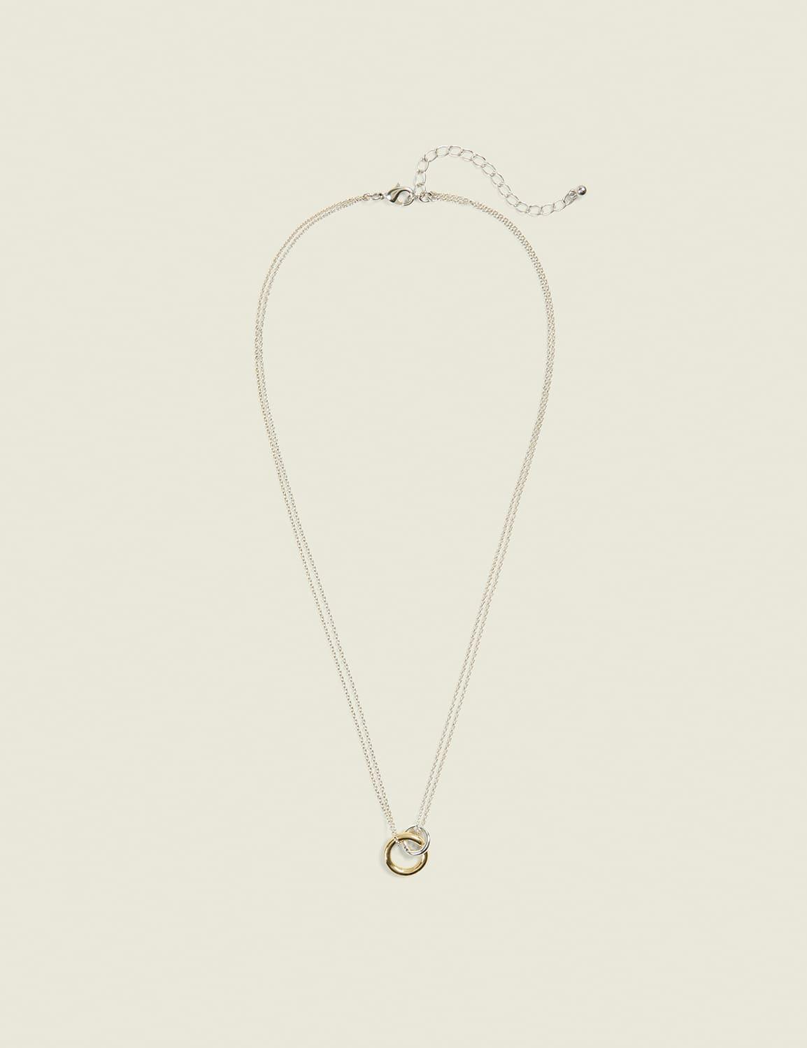 mixed metal interlock single row necklace