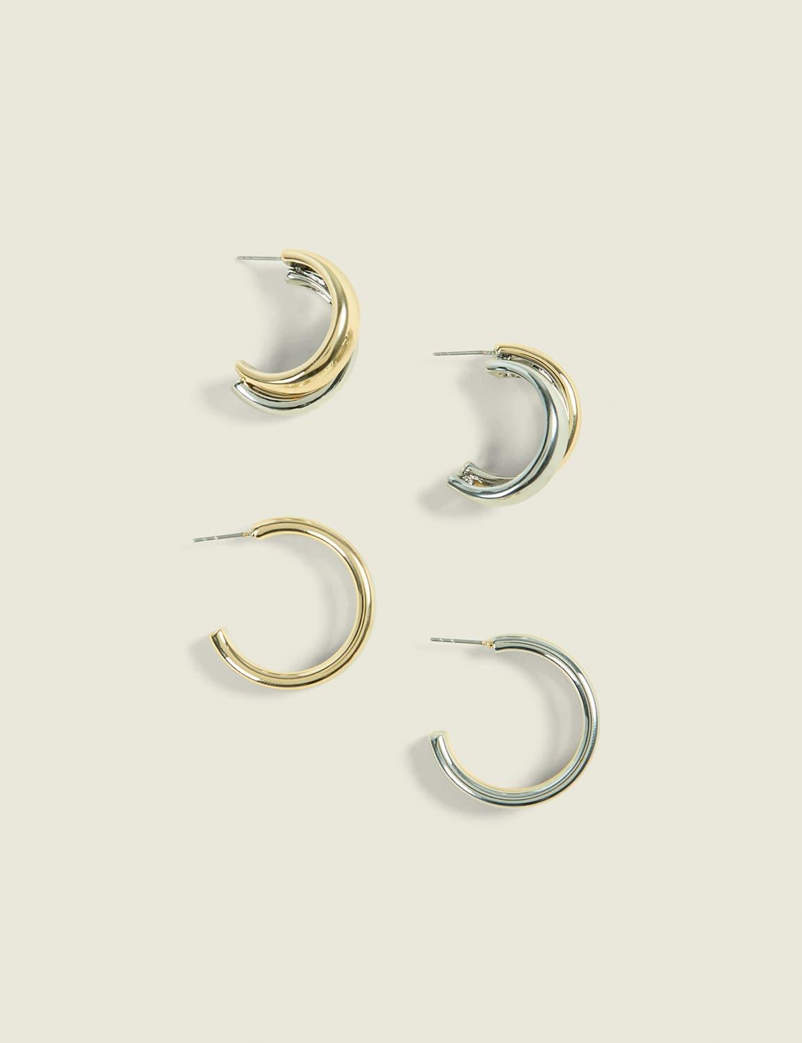 mixed metal layered hoop 2-pack