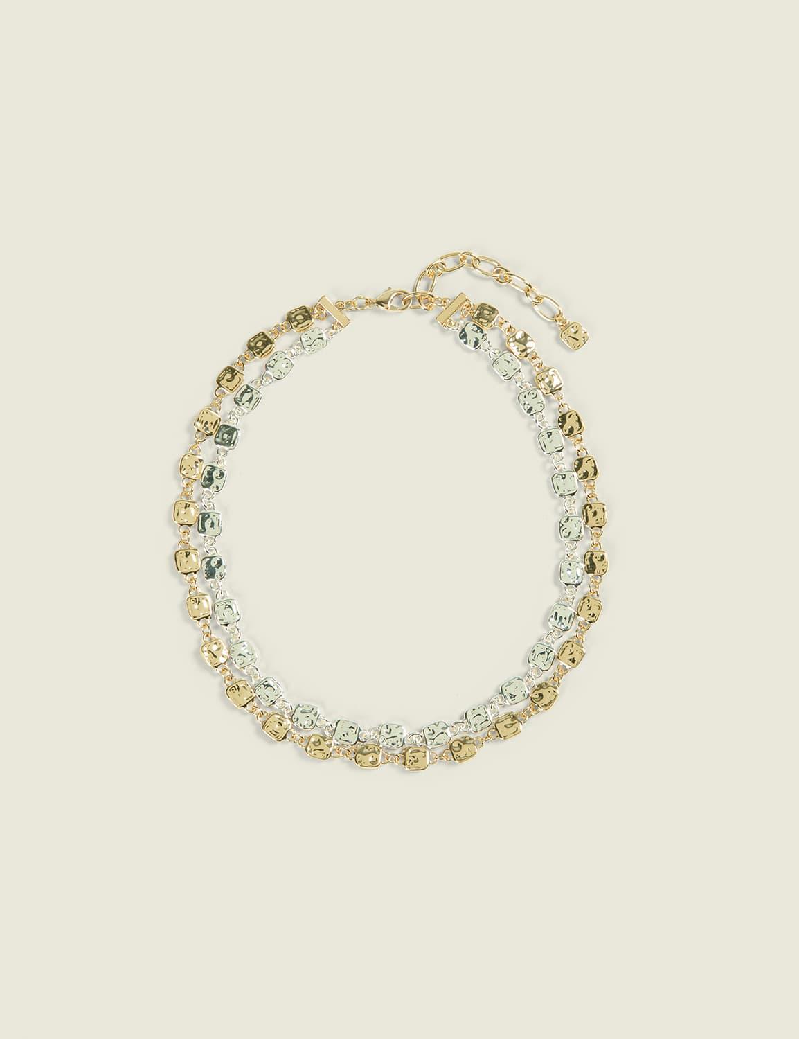 mixed metal multi-row necklace