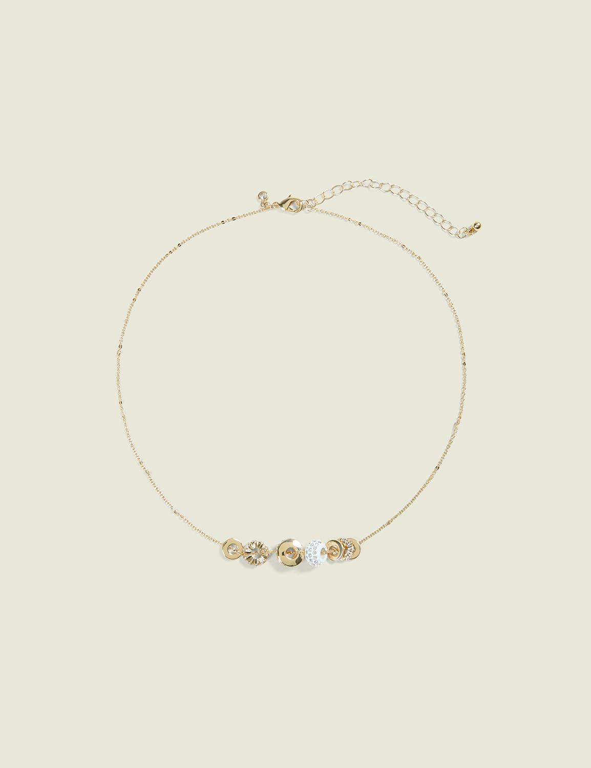 mixed metal pave charm necklace