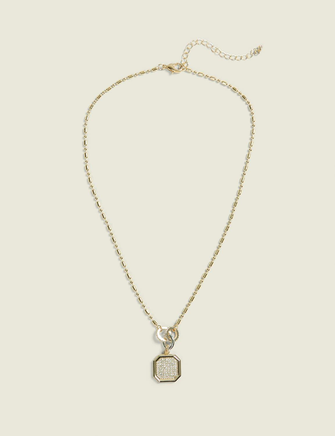 mixed metal pave charm pendant necklace