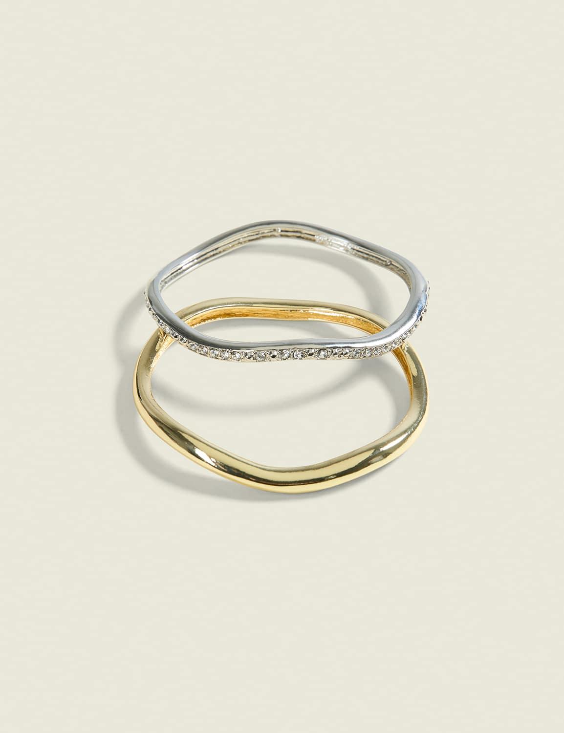 mixed metal wavy bangle set