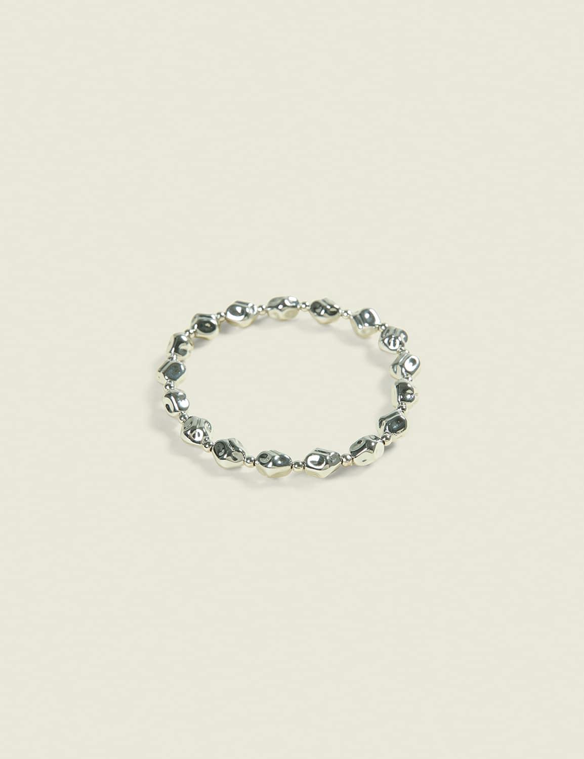 mixed texture silvertone stretch bracelet