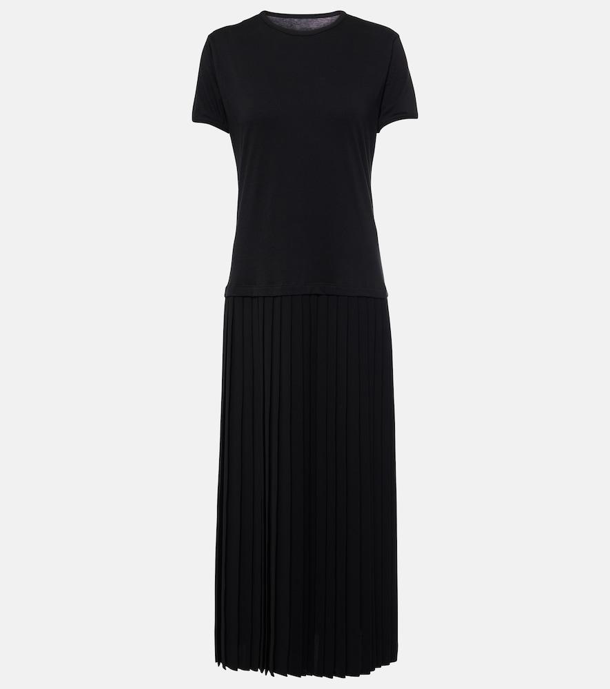 mm6 maison margiela pleated cotton midi dress