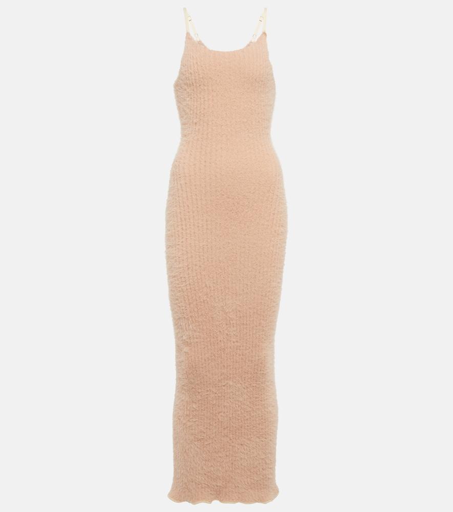 mm6 maison margiela ribbed-knit midi dress