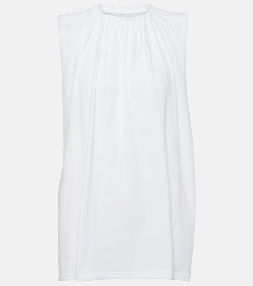 mm6 maison margiela ruffled cotton jersey top