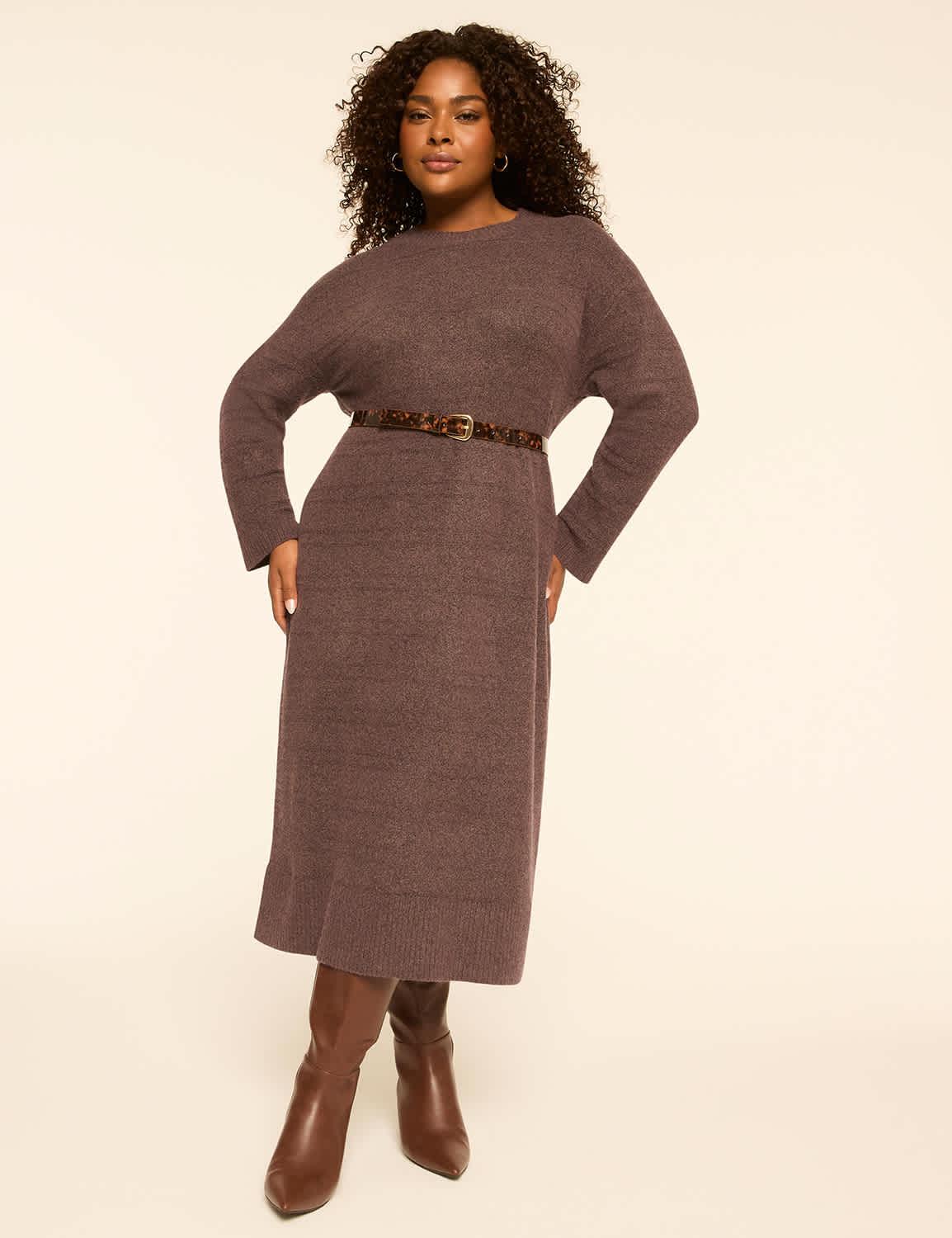 mock-neck sweater dress