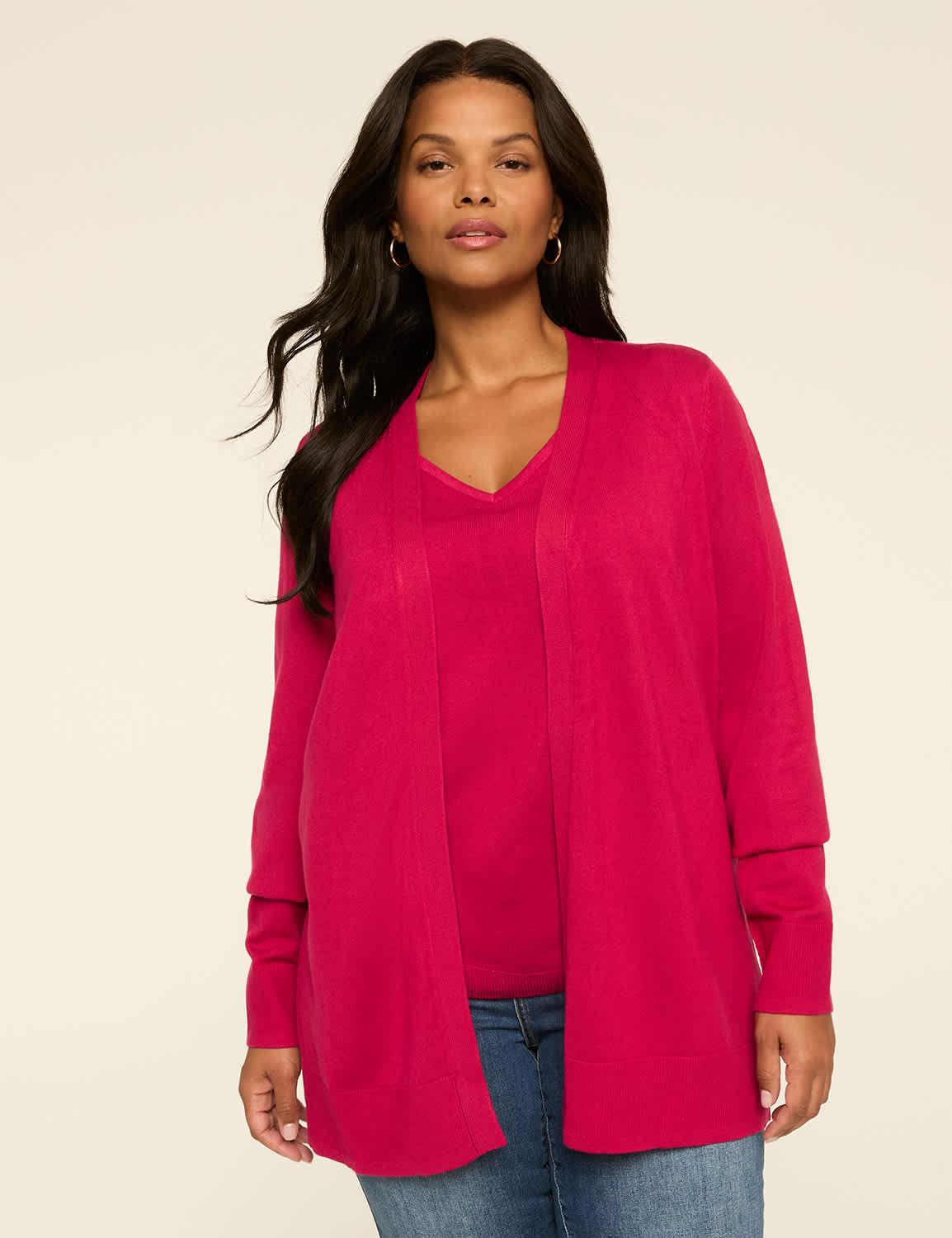 modern long-sleeve open-front cardigan
