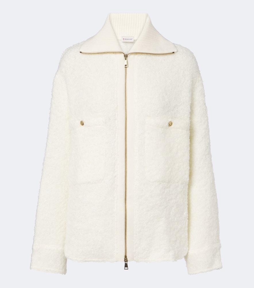 moncler bouclé zip-up jacket