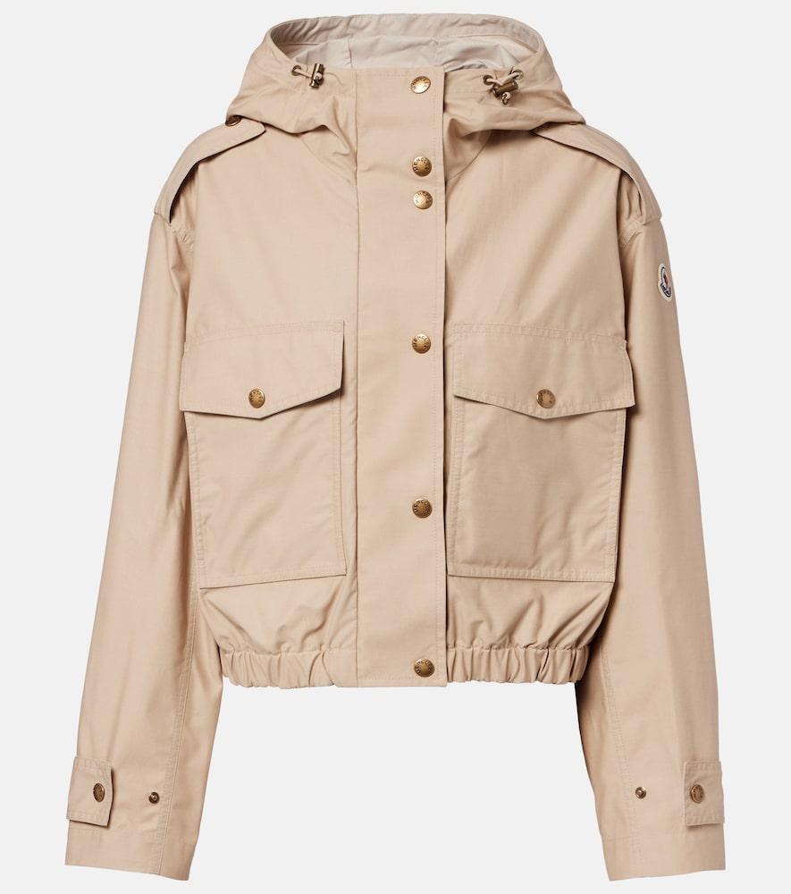 moncler carex cropped hooded cotton-blend poplin jacket