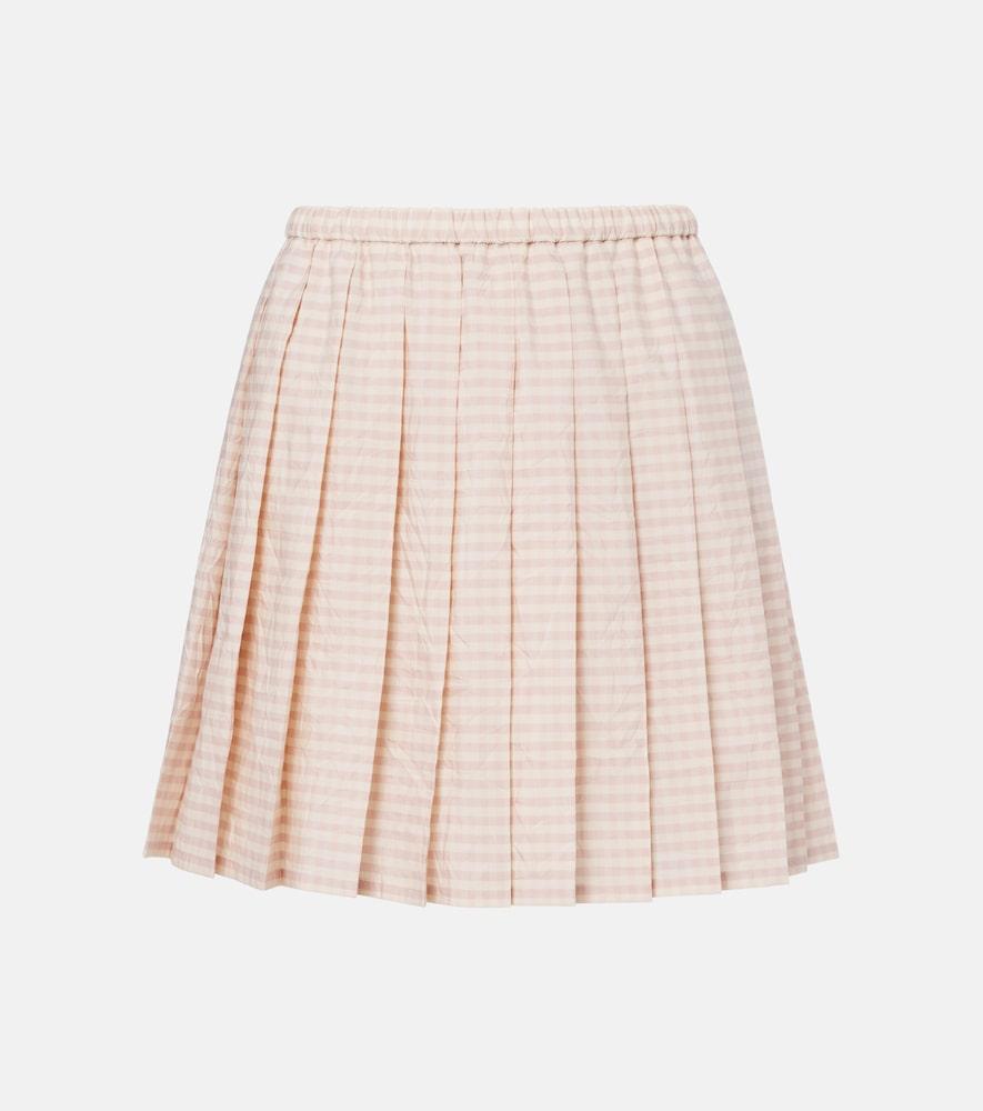 moncler checked pleated cotton-blend miniskirt
