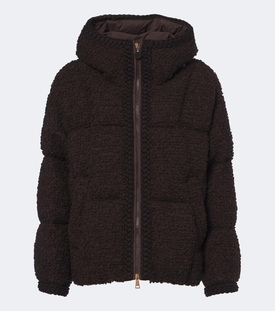 moncler cristallin wool-blend teddy down jacket