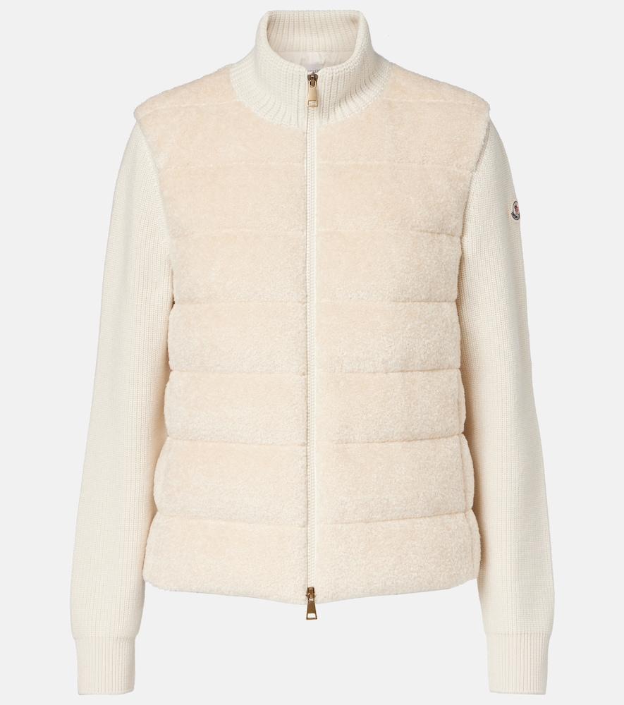 moncler down-paneled teddy cardigan