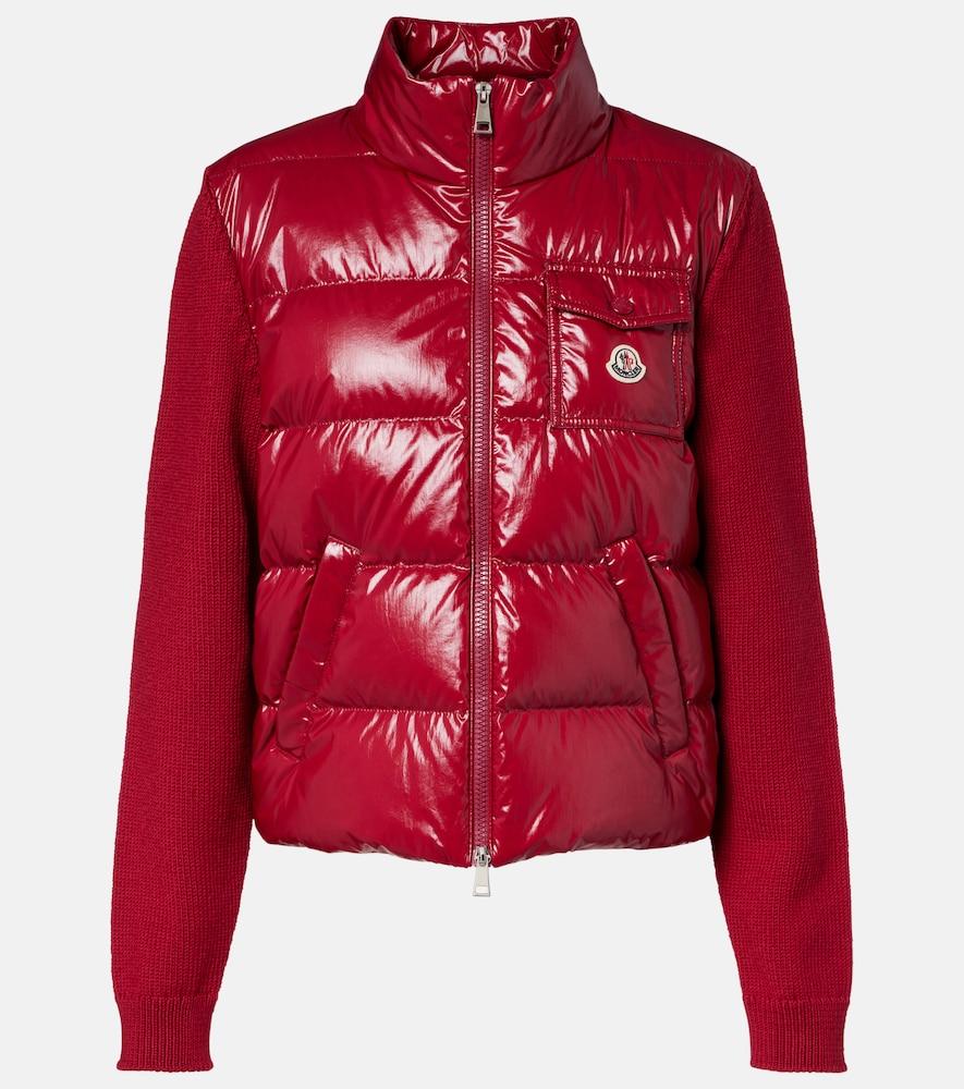 moncler down-paneled virgin wool cardigan