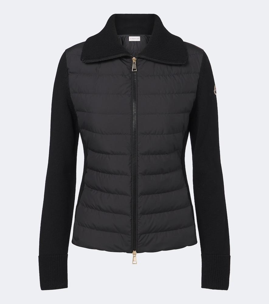 moncler down-paneled virgin wool cardigan