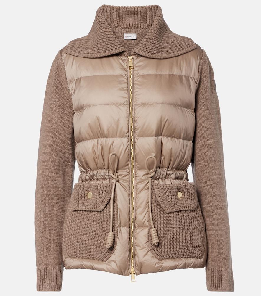 moncler down-paneled wool and cashmere cardigan