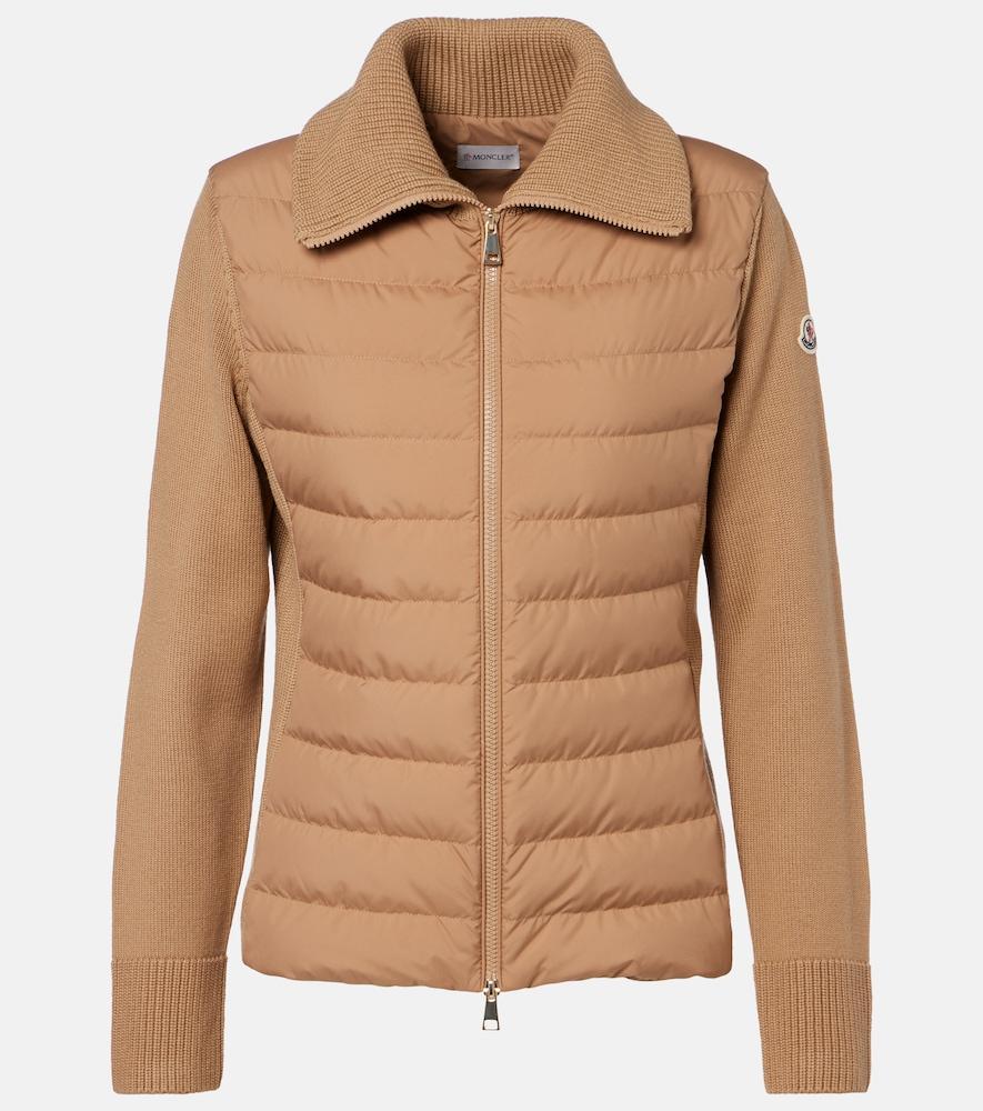 moncler down-paneled wool cardigan