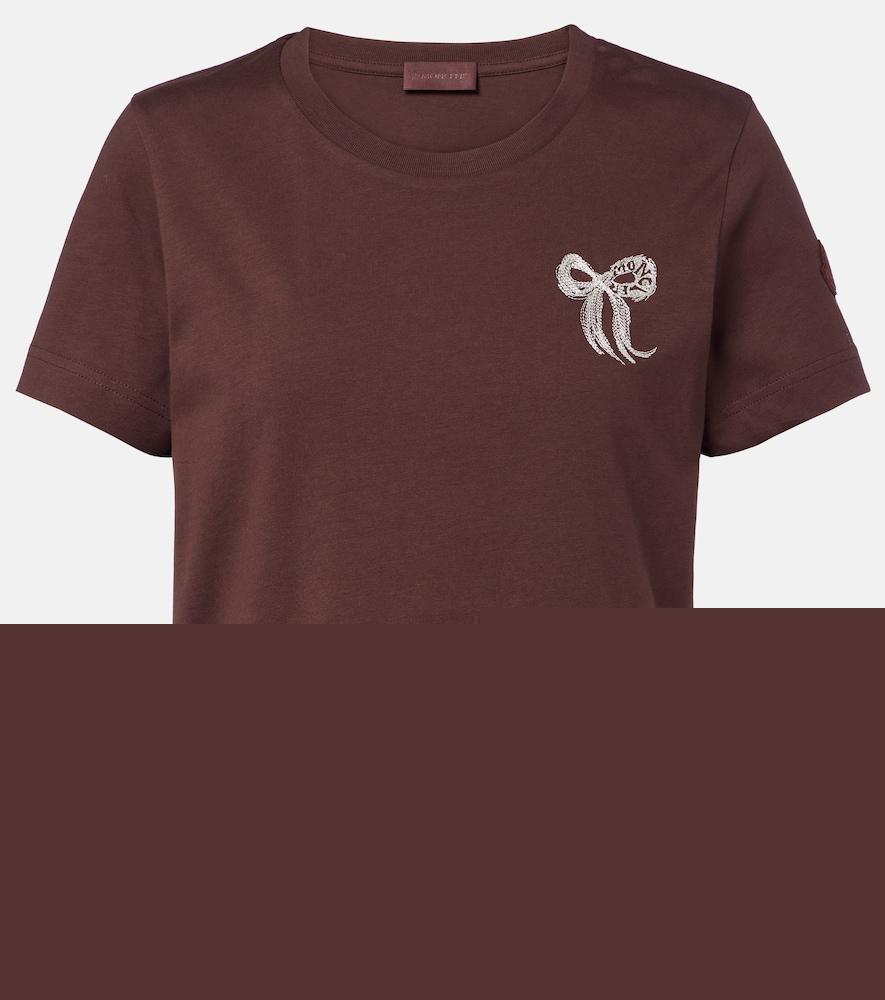moncler embroidered cotton jersey t-shirt