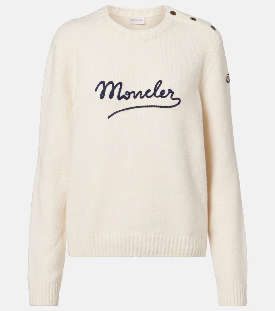 moncler embroidered logo cotton-blend sweater