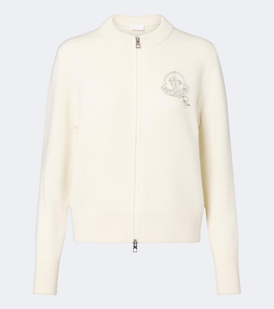 moncler embroidered wool and cashmere cardigan