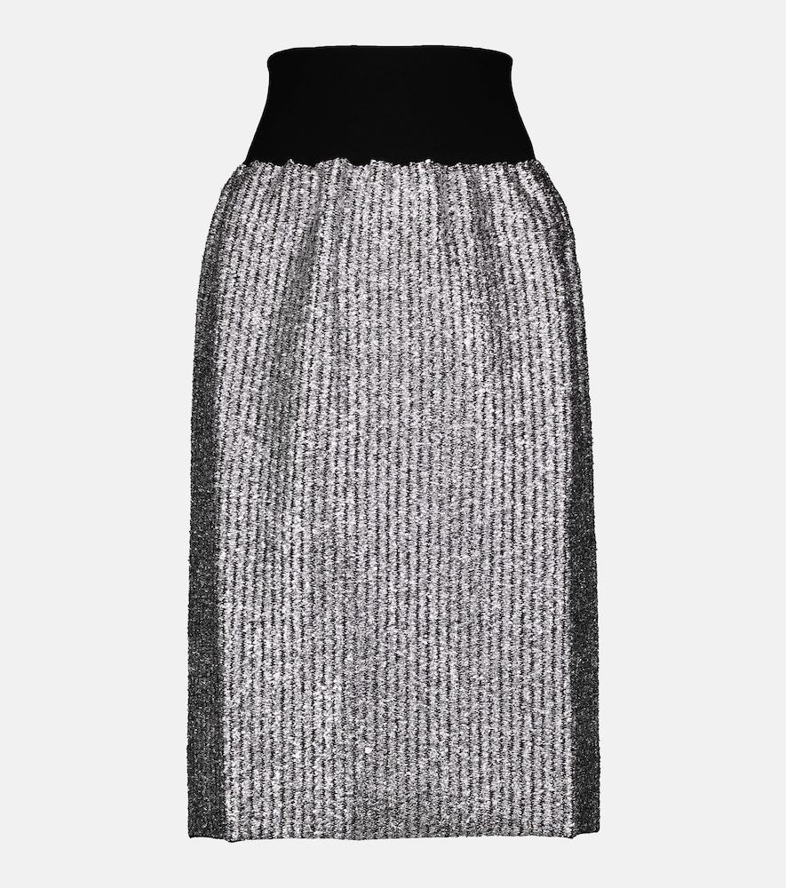 moncler genius 2 moncler 1952 lurex wool-blend midi skirt