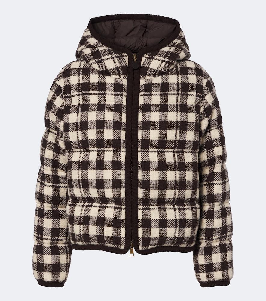 moncler gingham wool-blend down jacket